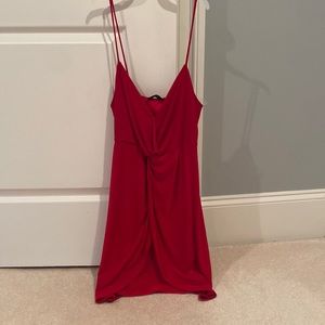 Red slip dress
